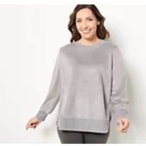 AnyBody Fleeced French Terry Crew Neck Sweatshirt